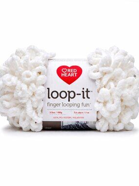3 Skeins of Red Heart Loop-It Jumbo 100% Polyester Snow Way Yarn 7.6 yd White
